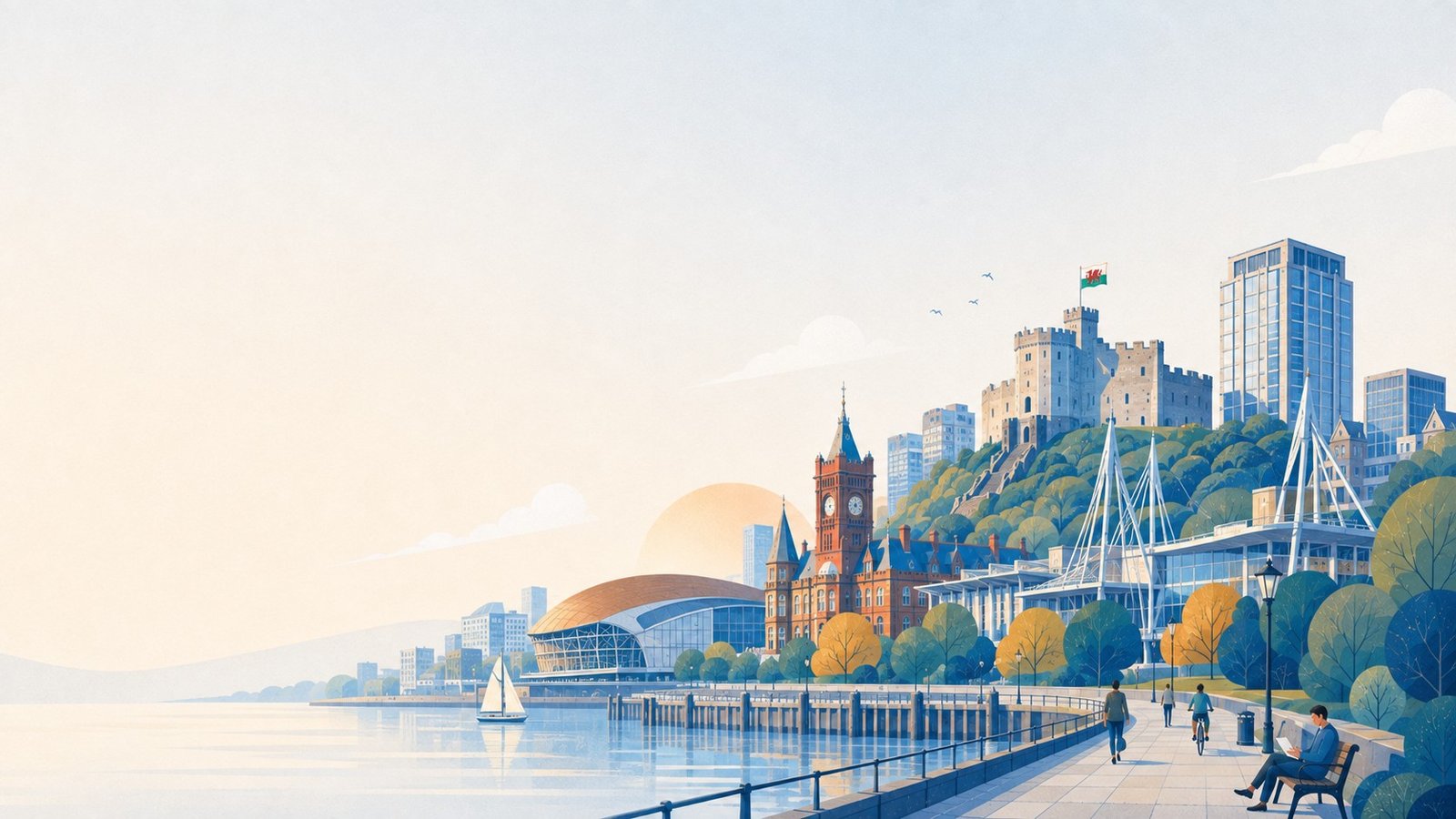 Illustrated view of Cardiff